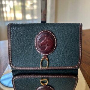 Leslie Fay Dark Green Wallet with Leather Trim-Vintage